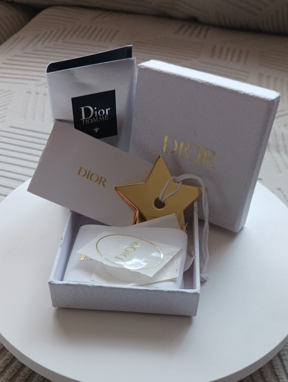 Dior Gold Star Bag Charm with White Dior Box
